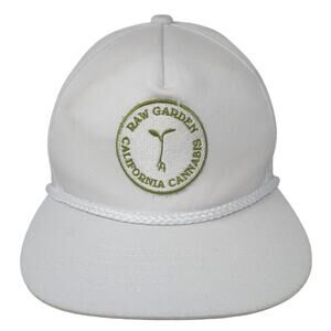 Raw Garden California Cannabis Snapback 5 Panel Cap White OS Rope Academy Fits